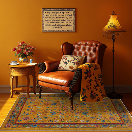 Anti-slip Washable Soft Vintage Floral Area Rug