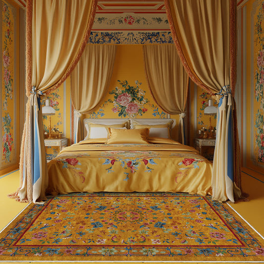 Anti-slip Washable Soft Vintage Floral Area Rug