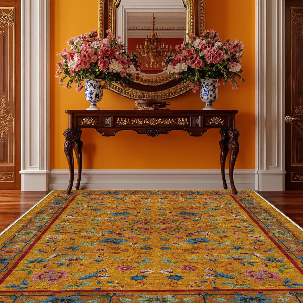 Anti-slip Washable Soft Vintage Floral Area Rug