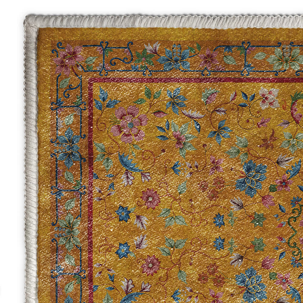 Anti-slip Washable Soft Vintage Floral Area Rug