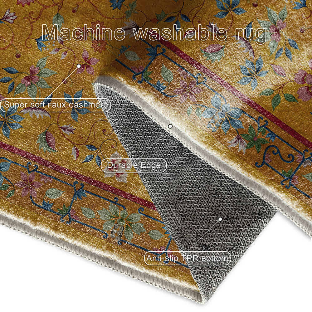 Anti-slip Washable Soft Vintage Floral Area Rug
