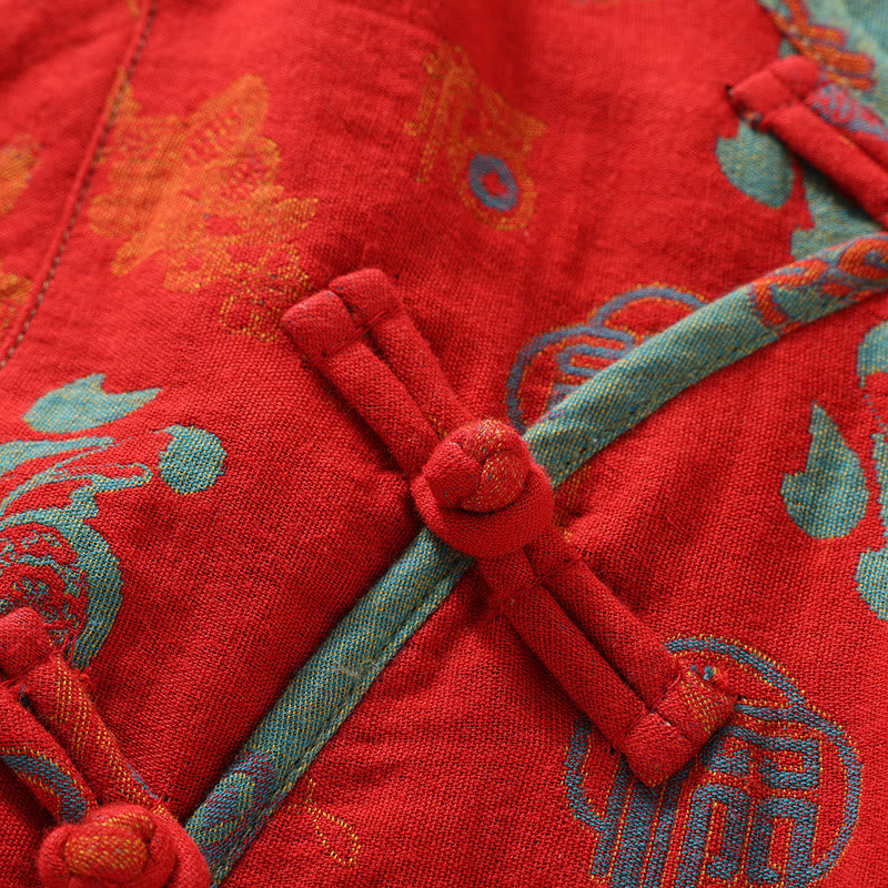 Red "Fu" Jacquard Cotton Nightwear Set