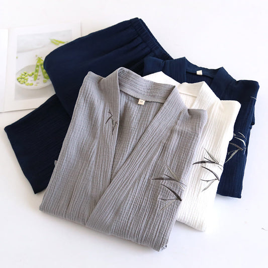 Unisex Bamboo Jacquard Kimono Pajama Set