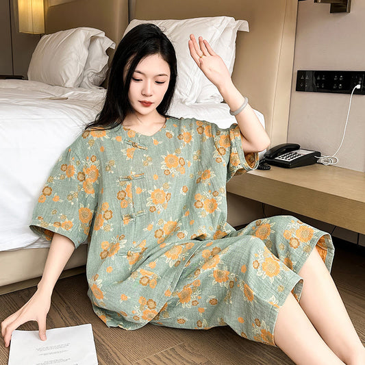 Plus Size Sunflower Cotton Loungewear Set