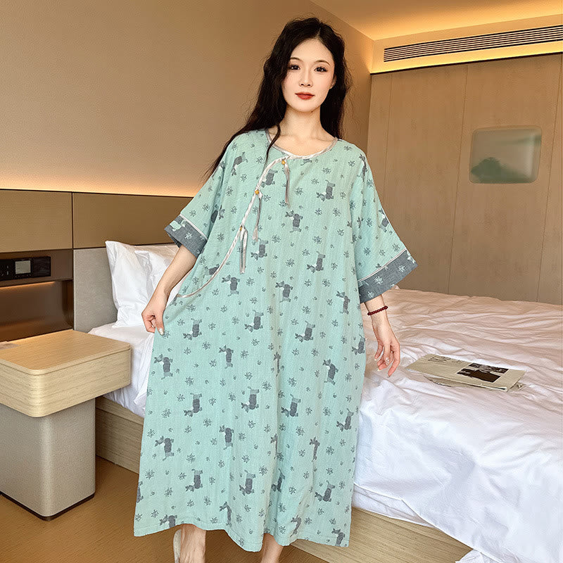 Plus Size Double Layer Cotton Nightgown