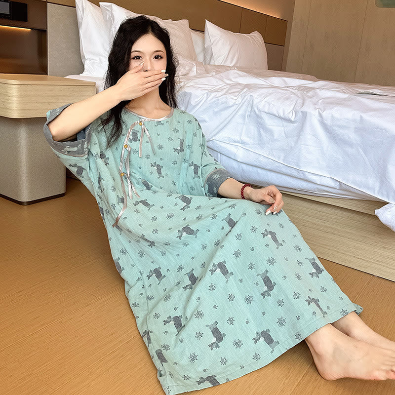 Plus Size Double Layer Cotton Nightgown