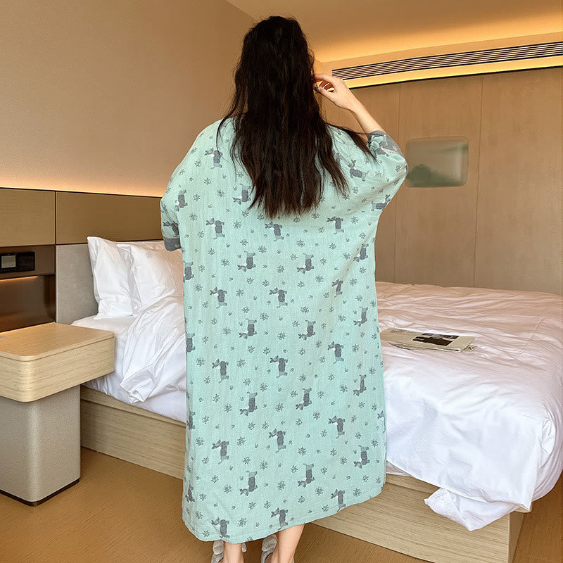 Plus Size Double Layer Cotton Nightgown