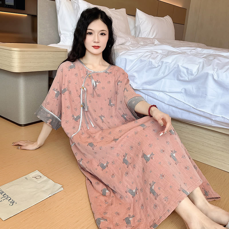 Plus Size Double Layer Cotton Nightgown