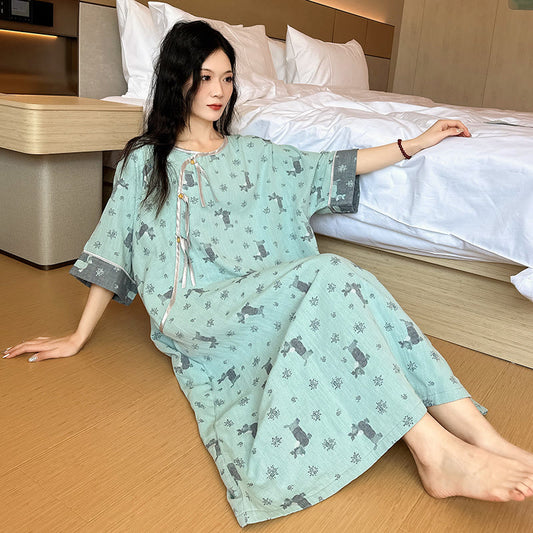 Plus Size Double Layer Cotton Nightgown - image 1