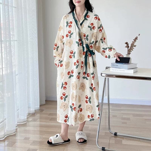 Plus Size Bear Chrry Jacquard Nightdress