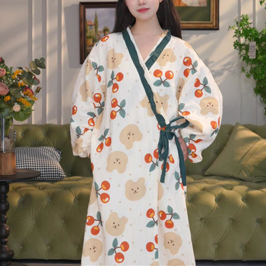 Plus Size Bear Chrry Jacquard Nightdress