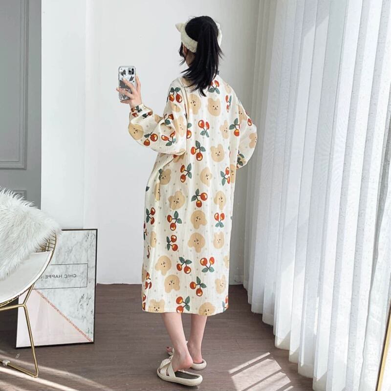 Plus Size Bear Chrry Jacquard Nightdress