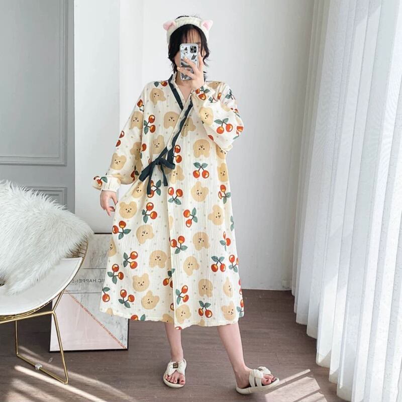 Plus Size Bear Chrry Jacquard Nightdress
