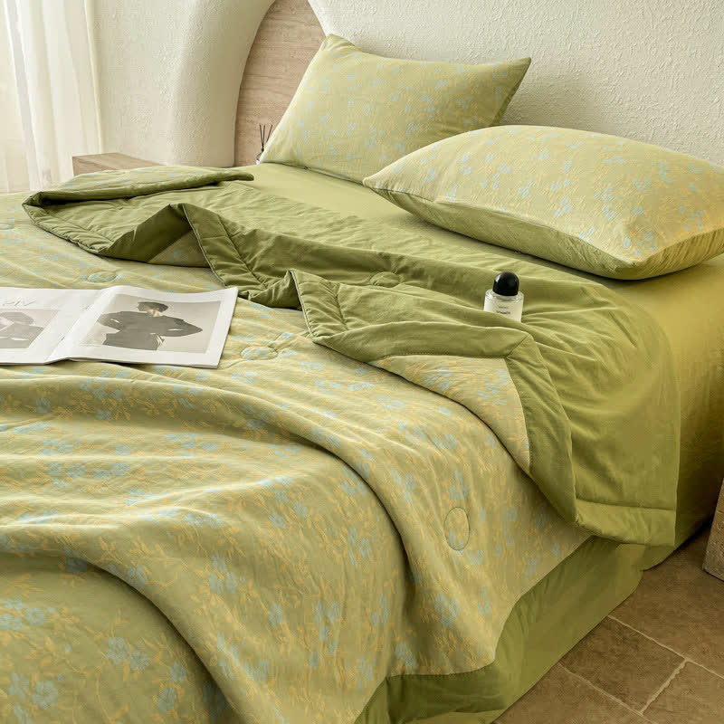 Luxurious Cotton Three-layer Jacquard Summer Quilt - Bedding Set - Queen - image 1