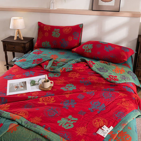 Retro Print Double-layer Cotton Summer Quilt