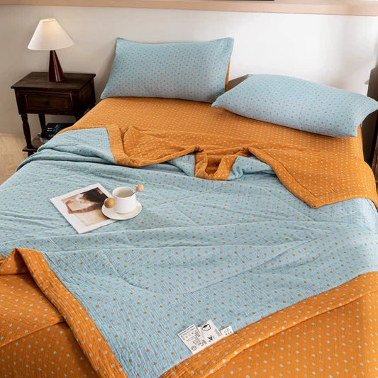 Polka Dot Print Double-layer Cotton Summer Quilt