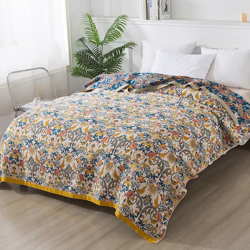 Bohemian Style Cotton Gauze Reversible Quilt