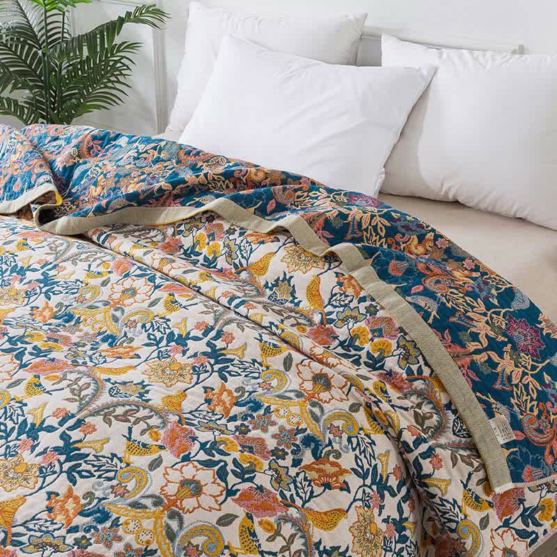 Bohemian Style Cotton Gauze Reversible Quilt