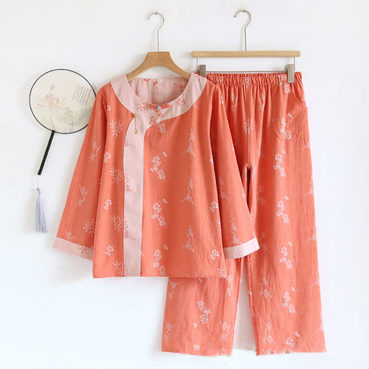 Vintage Cotton Yarn-dyed Jacquard Long Sleeve Loungewear