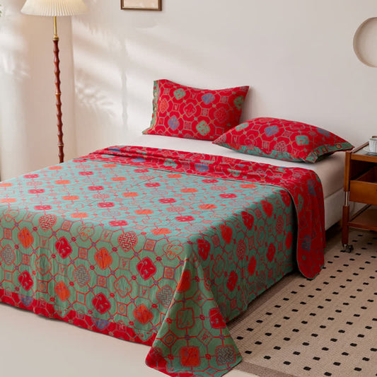 Retro Cotton Gauze Yarn-dyed Jacquard Reversible Coverlet