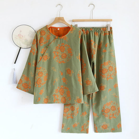 Vintage Yarn-dyed Jacquard Cotton Loungewear Set