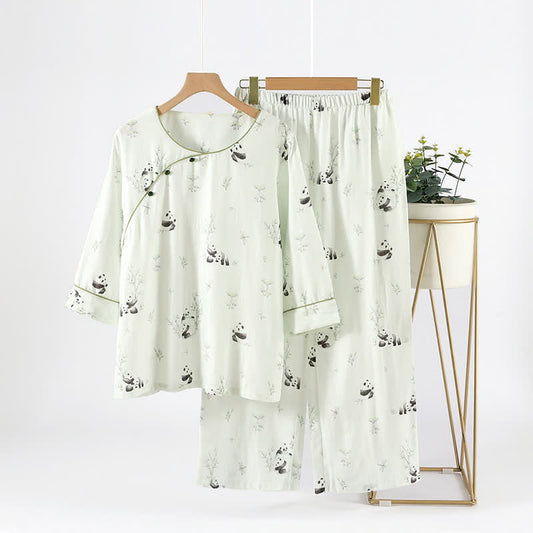 Bamboo Fiber Rural Panda Pajama Set