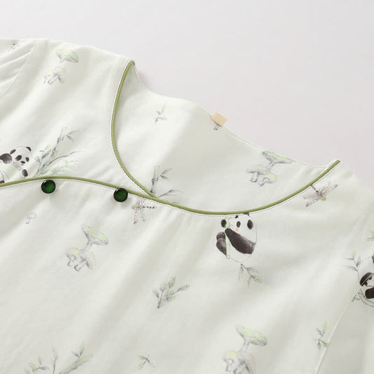 Bamboo Fiber Rural Panda Pajama Set