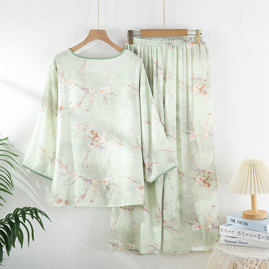 Plum Blossom Bamboo Fiber Pajama Set