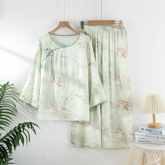 Plum Blossom Bamboo Fiber Pajama Set