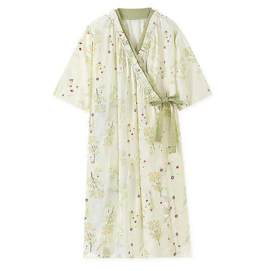 Cotton Gauze Pastoral Kimono Nightdress