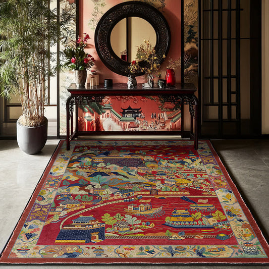 Oriental Landscape Foldable Anti-slip Area Rug