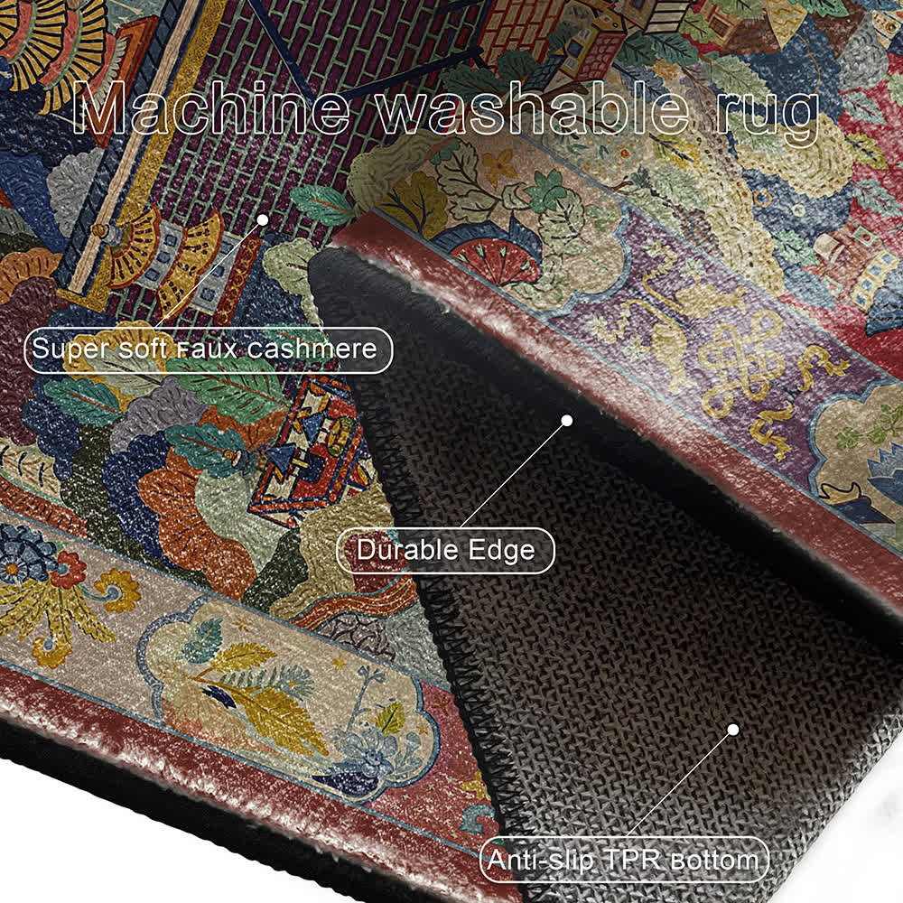Oriental Landscape Foldable Anti-slip Area Rug