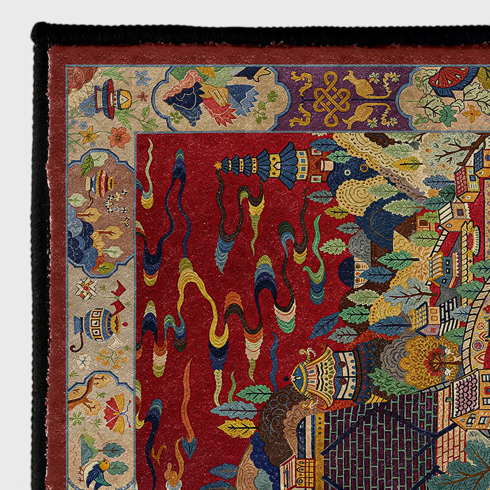Oriental Landscape Foldable Anti-slip Area Rug