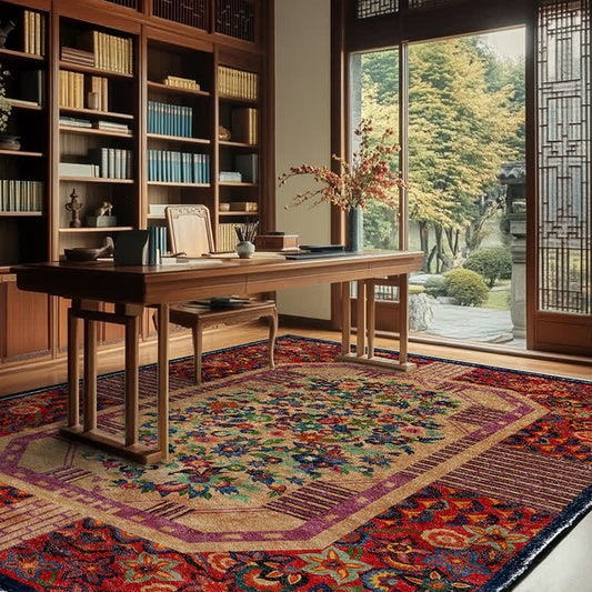 Anti-slip Foldable Vintage Floral Indoor Outdoor Rug