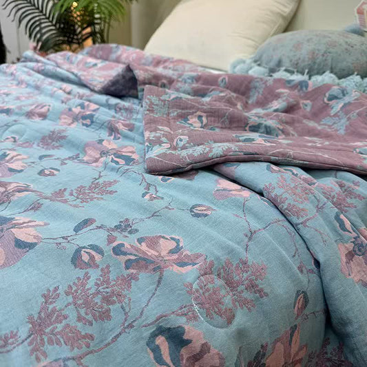 Elegant Floral Pure Cotton Double-layer Summer Quilt