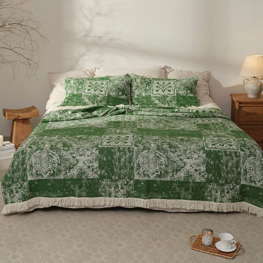 Ethnic Style Pure Cotton Gauze Soft Tassel Quilt