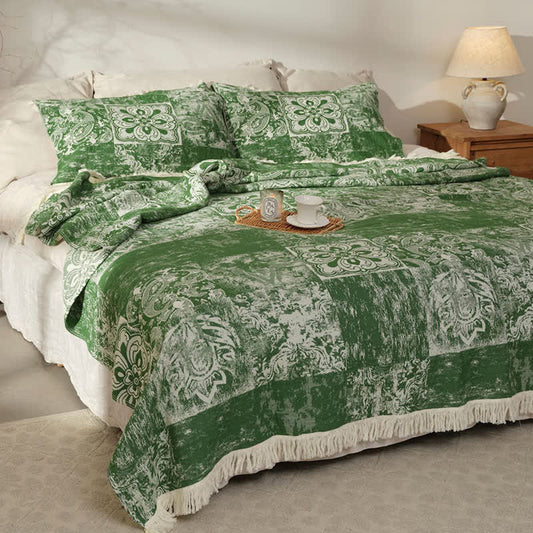 Ethnic Style Pure Cotton Gauze Soft Tassel Quilt