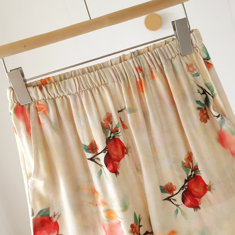 Pomegranate Print Bamboo Cotton Loungewear