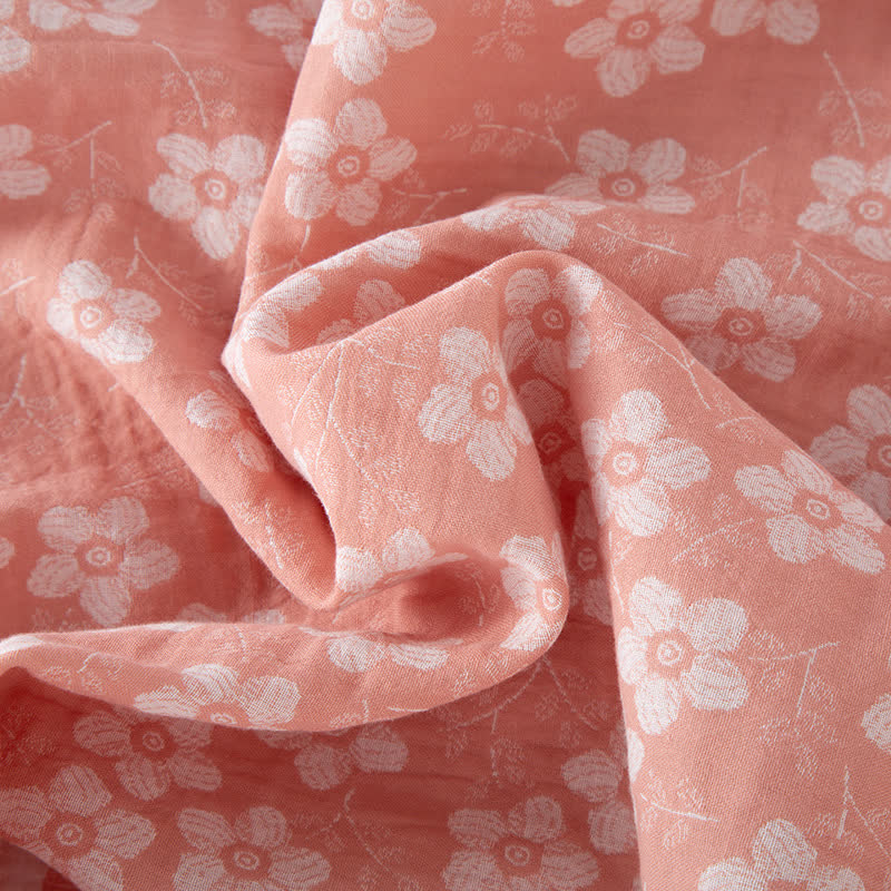 Retro Floral Cotton Yarn-dyed Jacquard Pajama Set