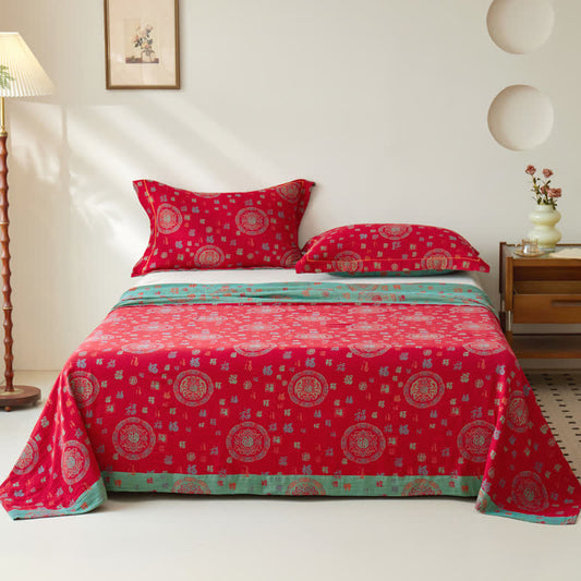 Vintage Cotton Double-layer Yarn-dyed Jacquard Reversible Coverlet