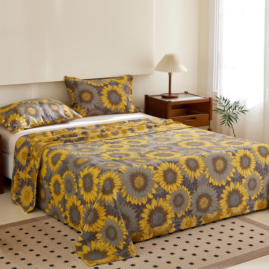 Sunflower Cotton Double-layer Yarn-dyed Jacquard Reversible Coverlet