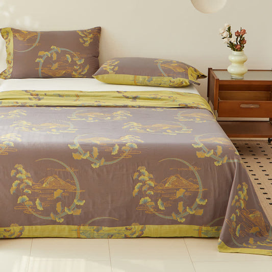 Landscape Cotton Double-layer Yarn-dyed Jacquard Reversible Coverlet