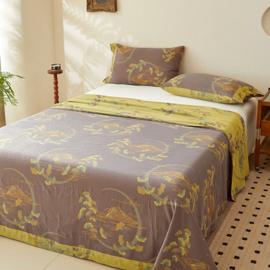 Landscape Cotton Double-layer Yarn-dyed Jacquard Reversible Coverlet