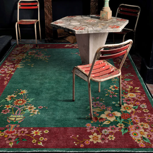 Anti-slip Elegant Floral Soft Washable Area Rug