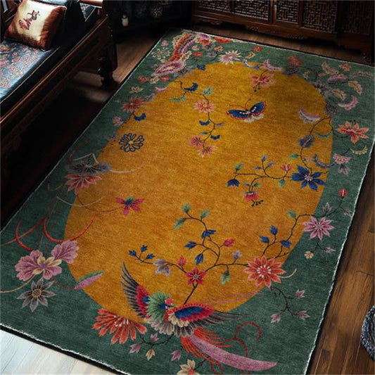 Anti-slip Floral Bird Foldable Area Rug