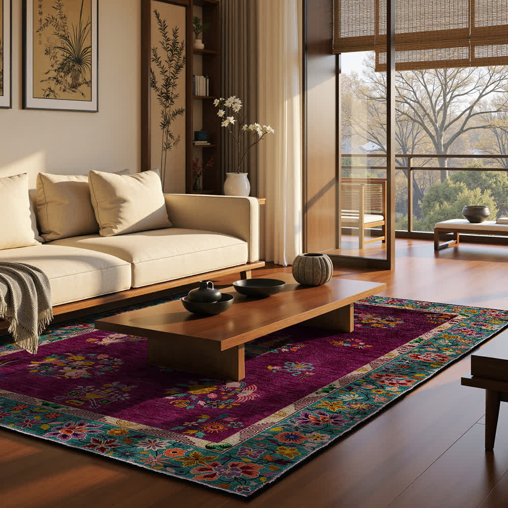 Retro Floral Anti-slip Indoor Outdoor Rug