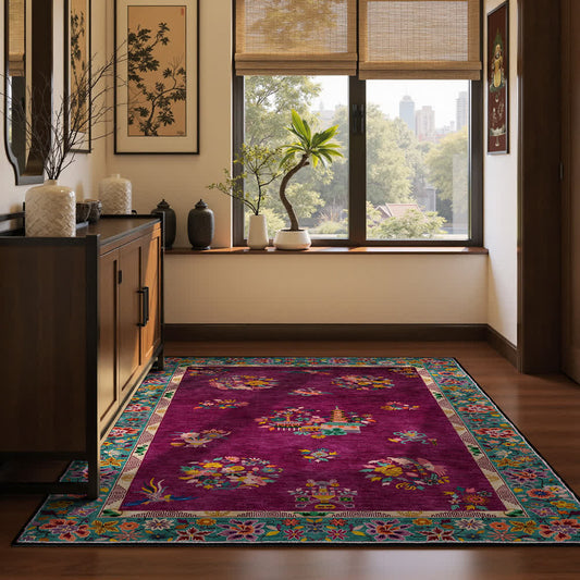 Retro Floral Anti-slip Indoor Outdoor Rug
