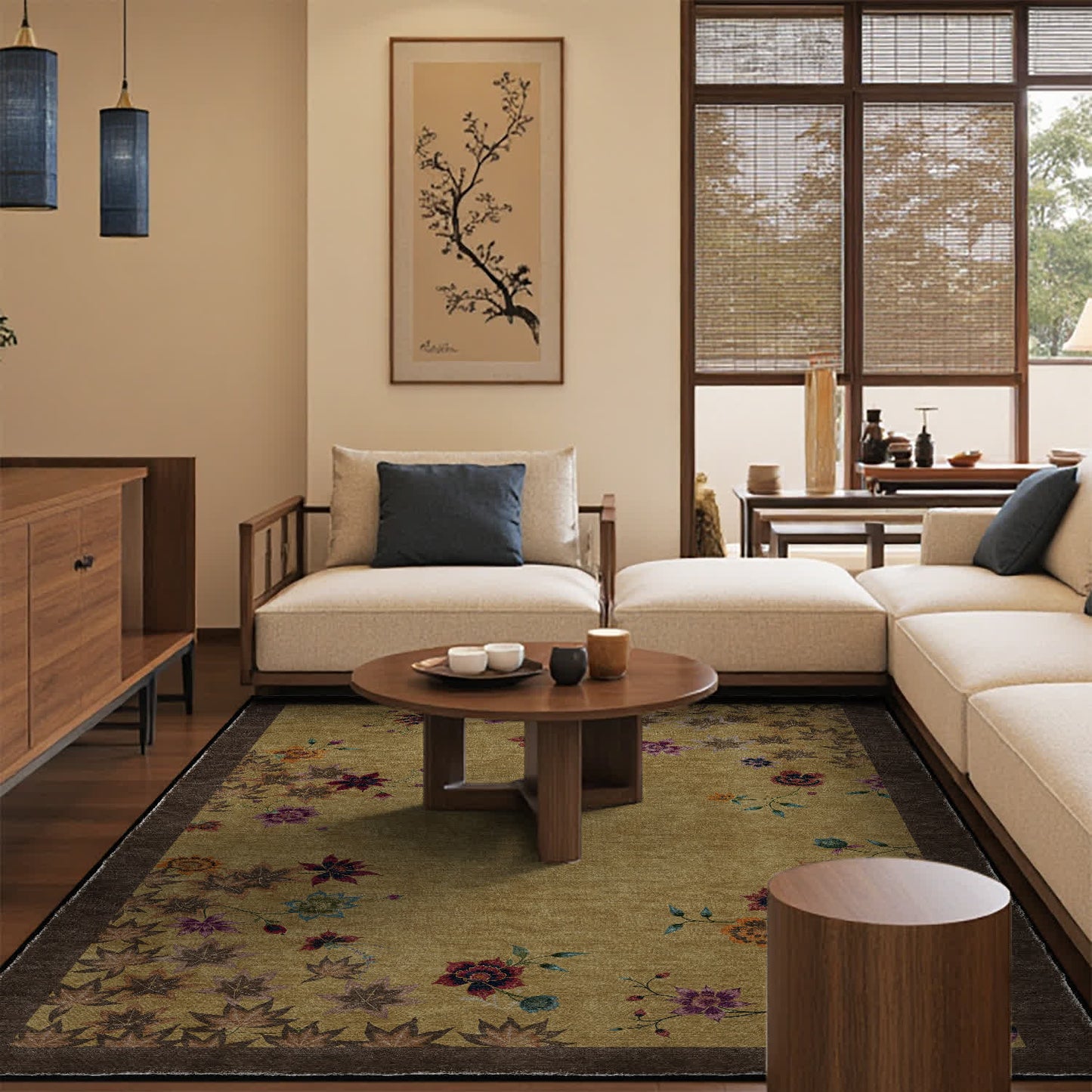 Floral Maple Leaf Anti-slip Indoor Outdoor Rug