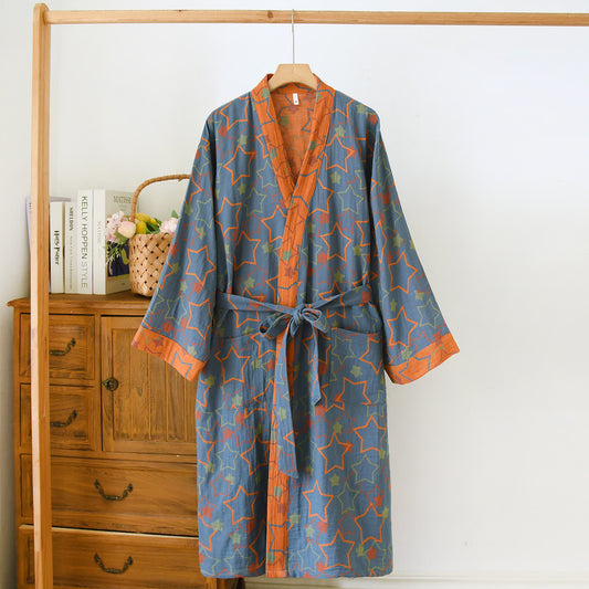 Star Cotton Double-layer Gauze Yarn-dyed Jacquard Bathrobe