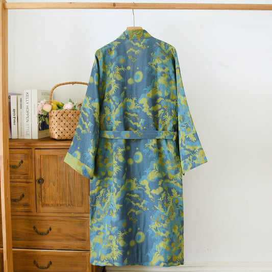 Pastoral Cotton Double-layer Gauze Yarn-dyed Jacquard Bathrobe